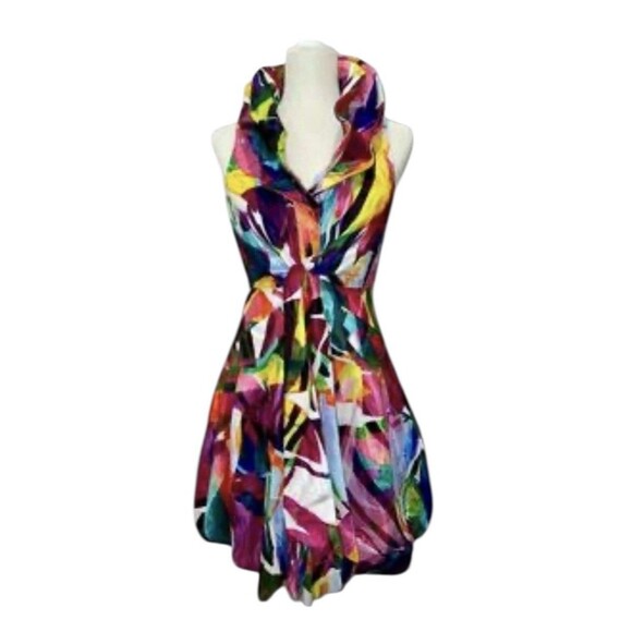 Samuel Dong Bubble Dress Double Wired Collar Artsy Art To Wear Multi Women’s XS - Picture 10 of 10